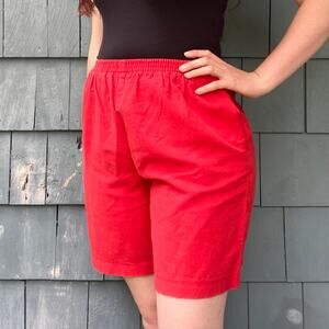 Vintage 90s red linen cotton blend high waisted shorts, Harvé Benard